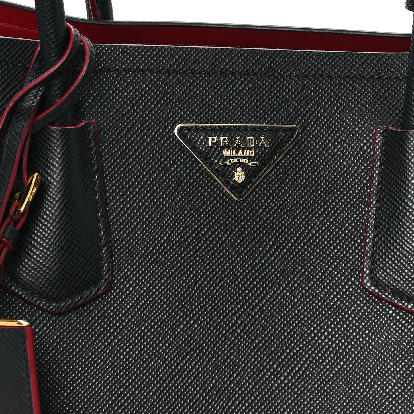 Saffiano Cuir Large Double Bag Black Fuoco