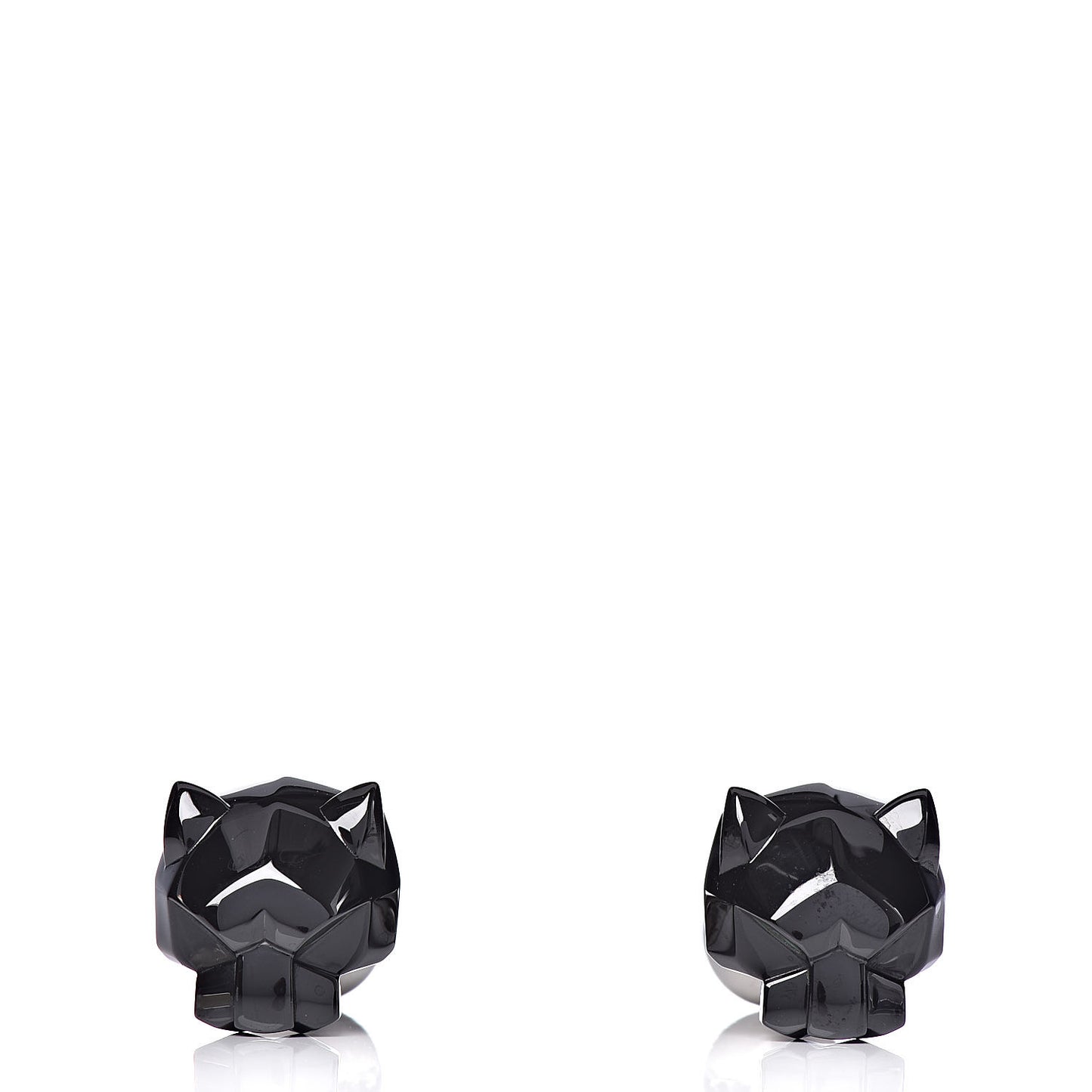 Sterling Silver Ceramic Panther Head Cufflinks Black