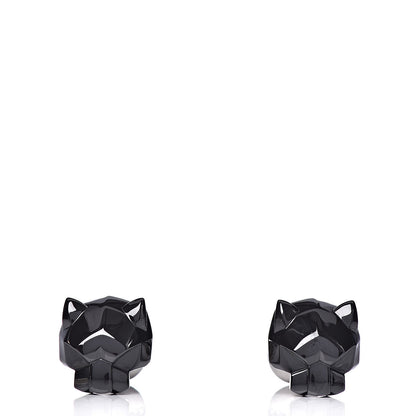 Cartier Sterling Silver Ceramic Panther Head Cufflinks Black 3 of 7