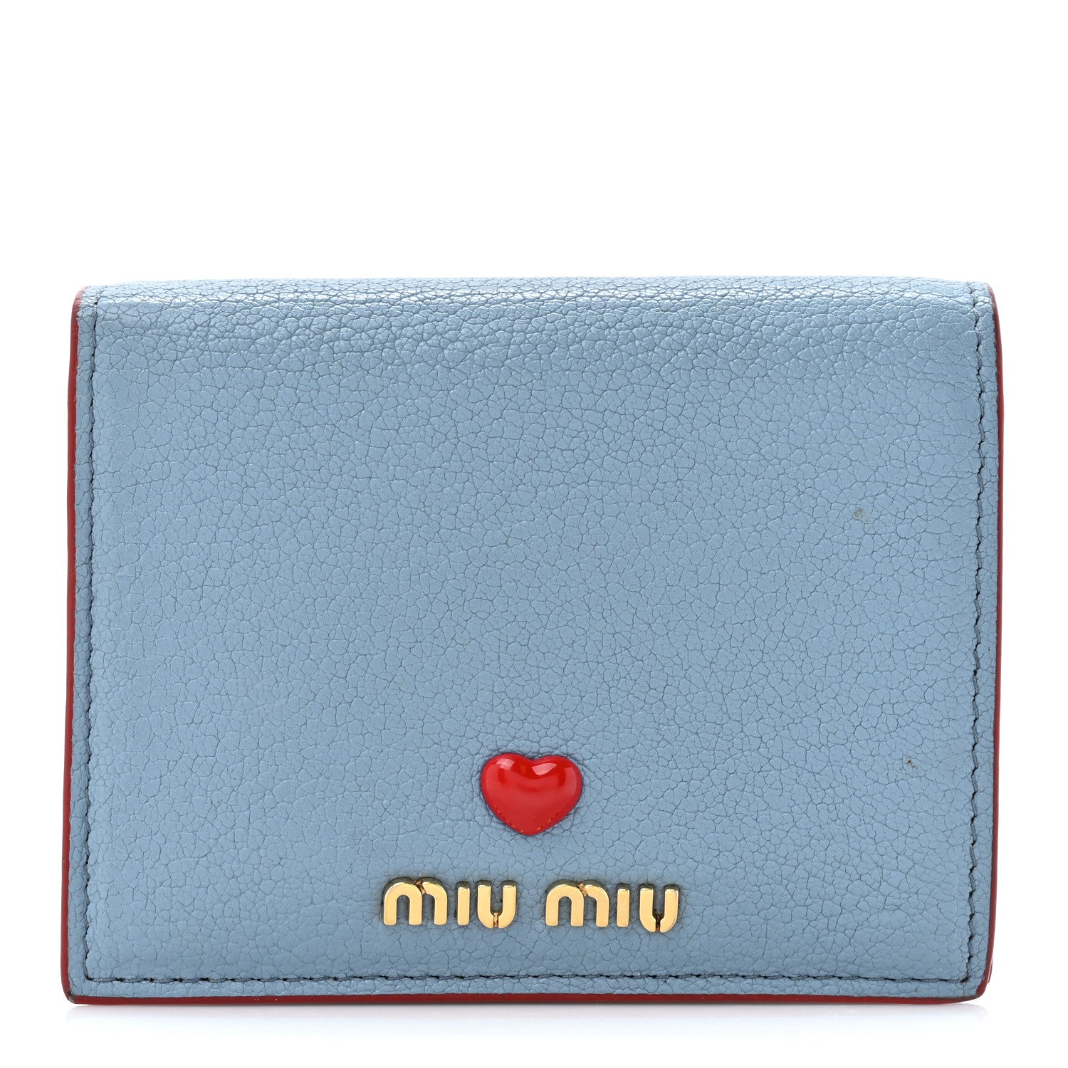Miu Miu Goatskin Madras Love Wallet Blue Red 1 of 11