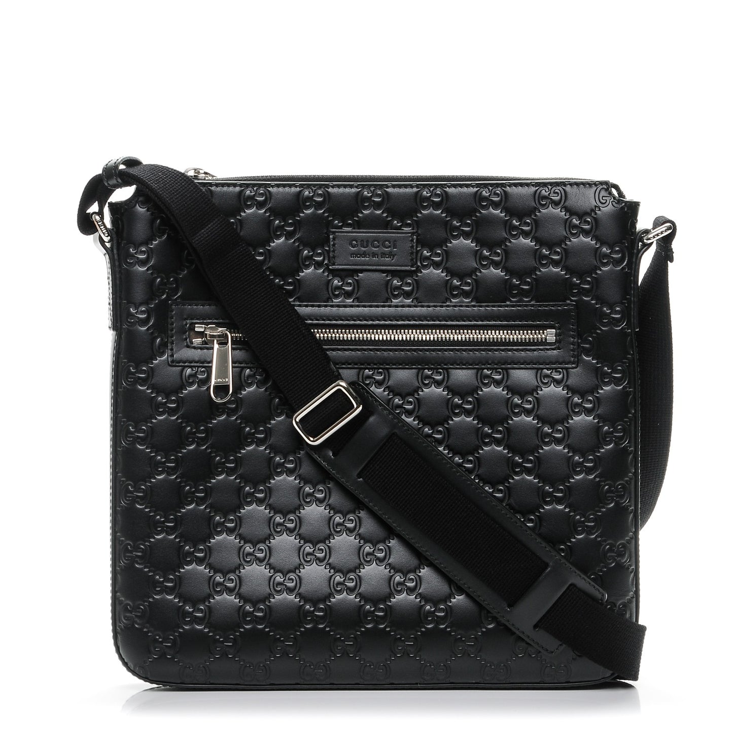 Guccissima Signature Medium Flat Messenger Bag Black