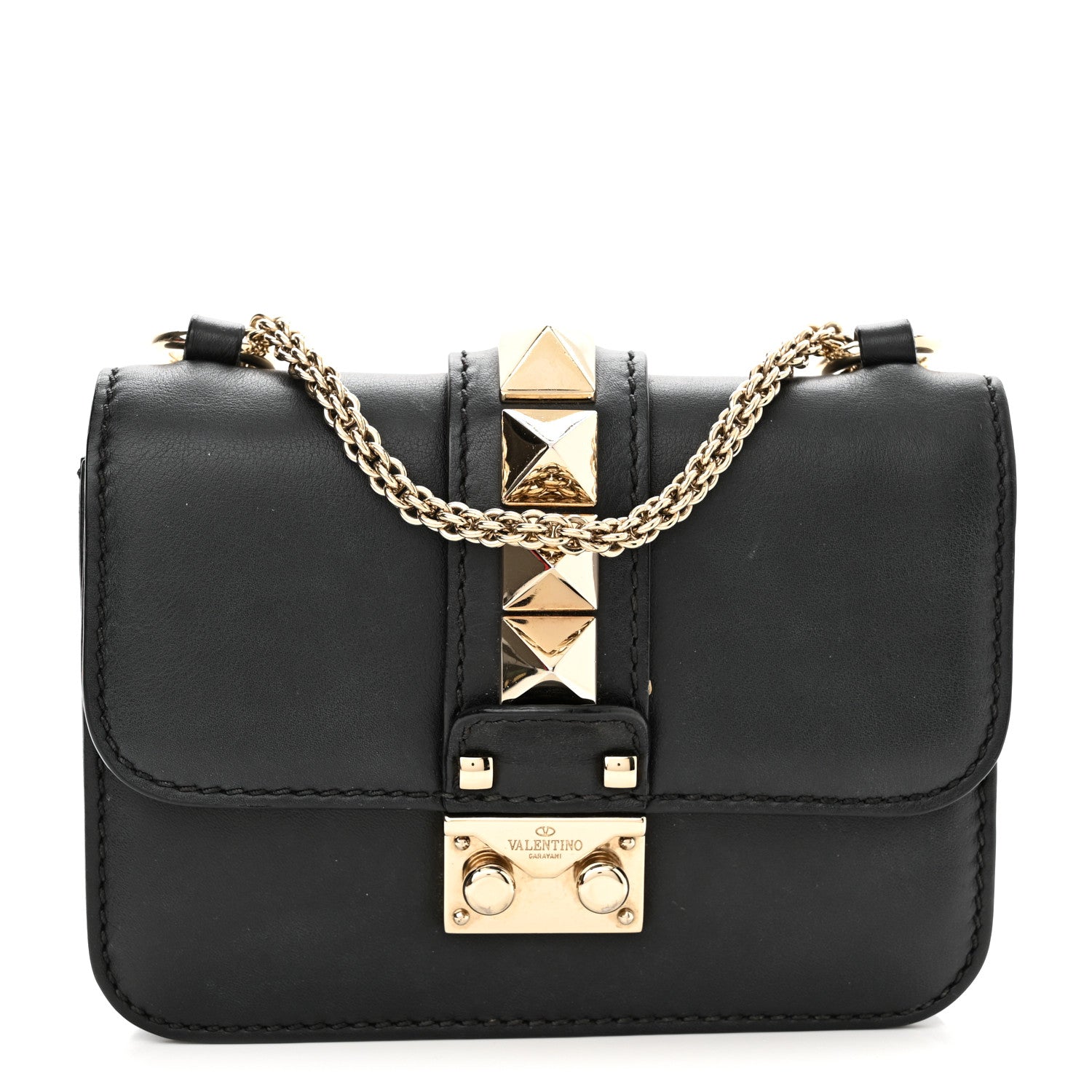 Valentino Garavani Vitello Mini Glam Lock Rockstud Flap Black 1 of 9