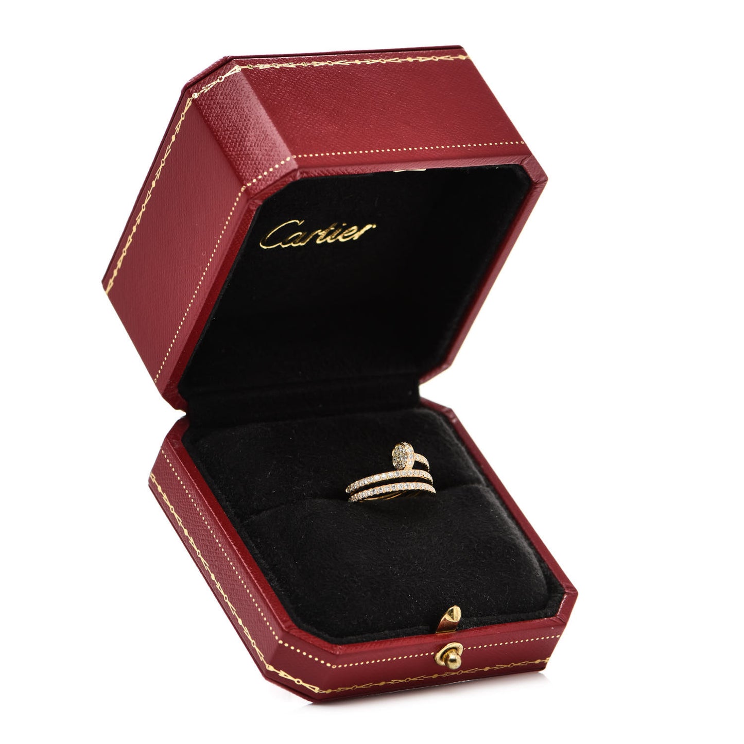 18K Yellow Gold Diamond Double Juste Un Clou Paved Ring 48 4.5