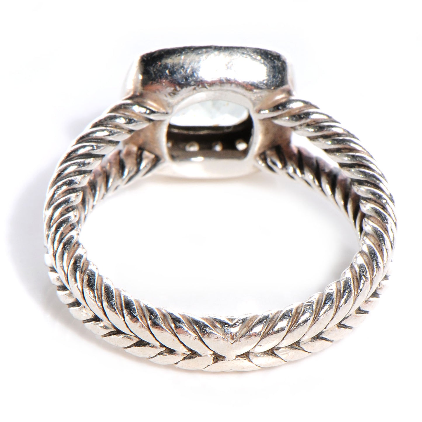 Sterling Silver Diamond Prasiolite 7mm Petite Albion Ring 54 7