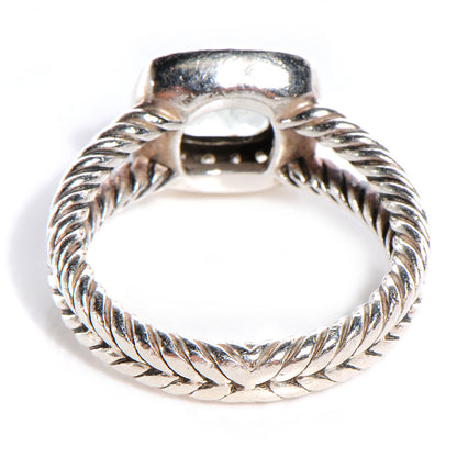 David Yurman Sterling Silver Diamond Prasiolite 7mm Petite Albion Ring 54 7 5 of 5