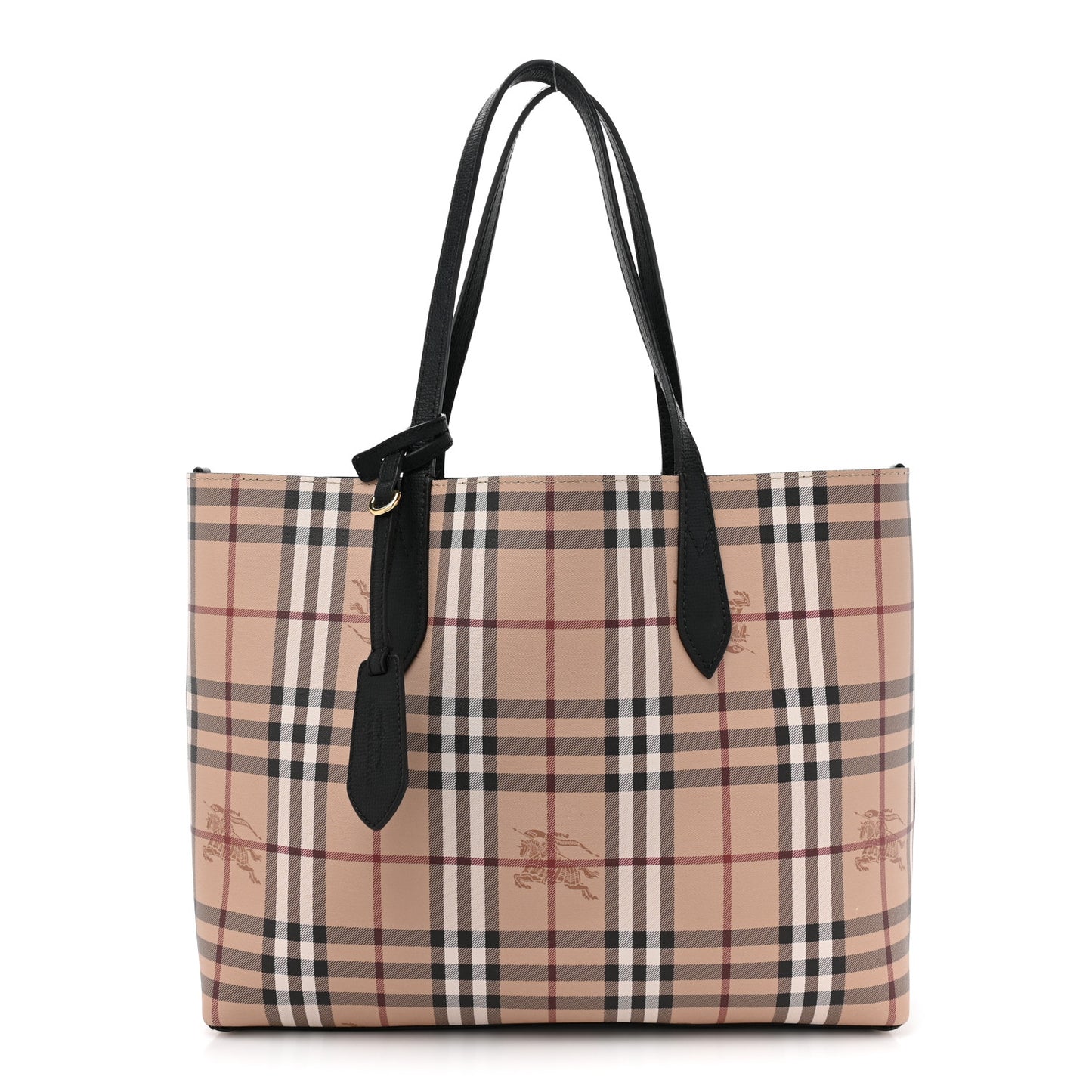 Grainy Calfskin Haymarket Colours Check Medium Zip Tote Black
