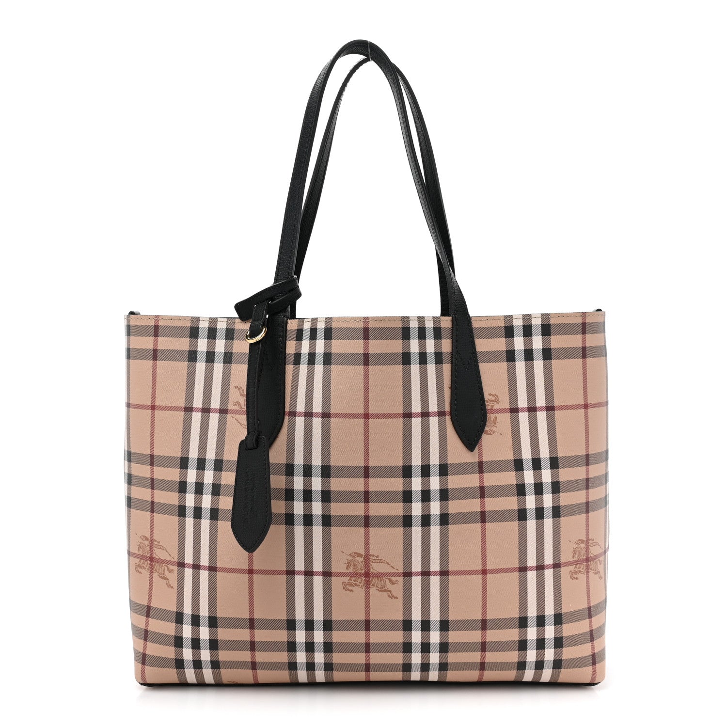 Burberry Grainy Calfskin Haymarket Colours Check Medium Zip Tote Black 3 of 22