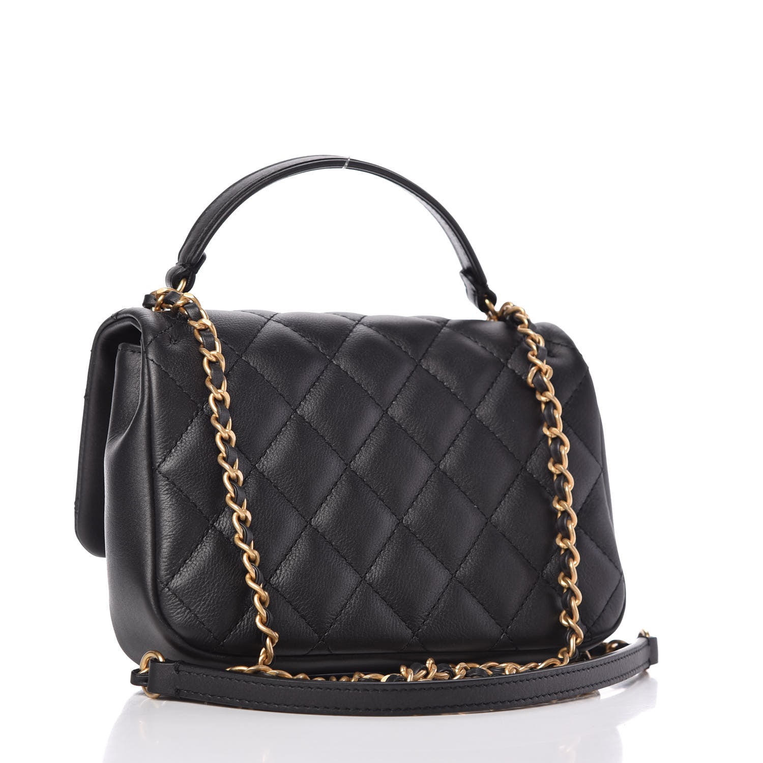 Chanel Calfskin Quilted Top Handle Flap Black 3 of 11