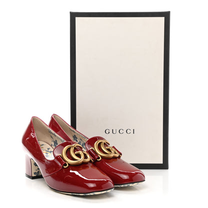 Gucci Vernice GG Victoire 55mm Loafer Pumps 37.5 Hibiscus Red 9 of 9