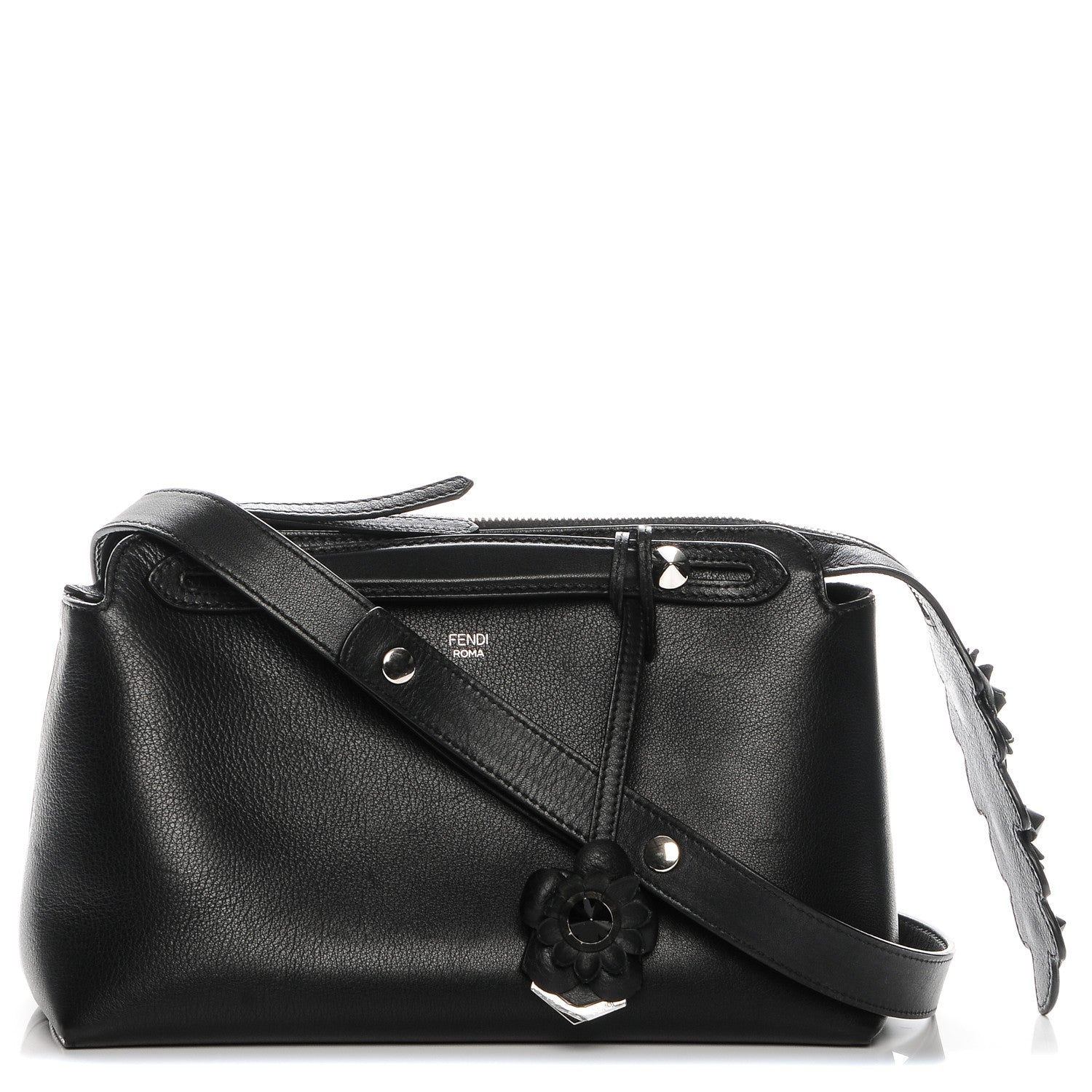 Fendi Vitello Dolce Flowerland Croc Tail Medium By The Way Boston Bag Black 1 of 7