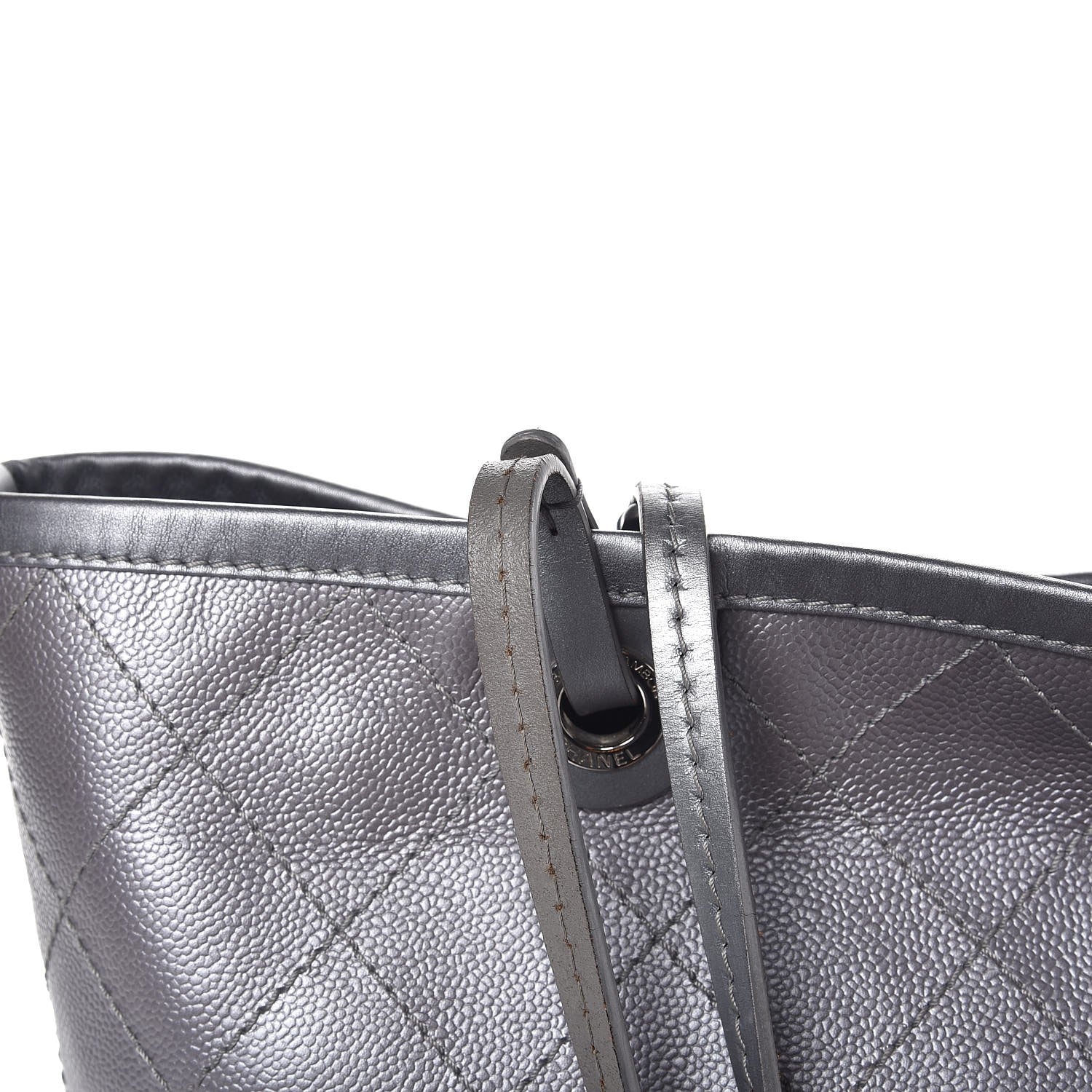 Chanel Metallic Grained Calfskin Shopping Fever Tote Silver 10 of 12
