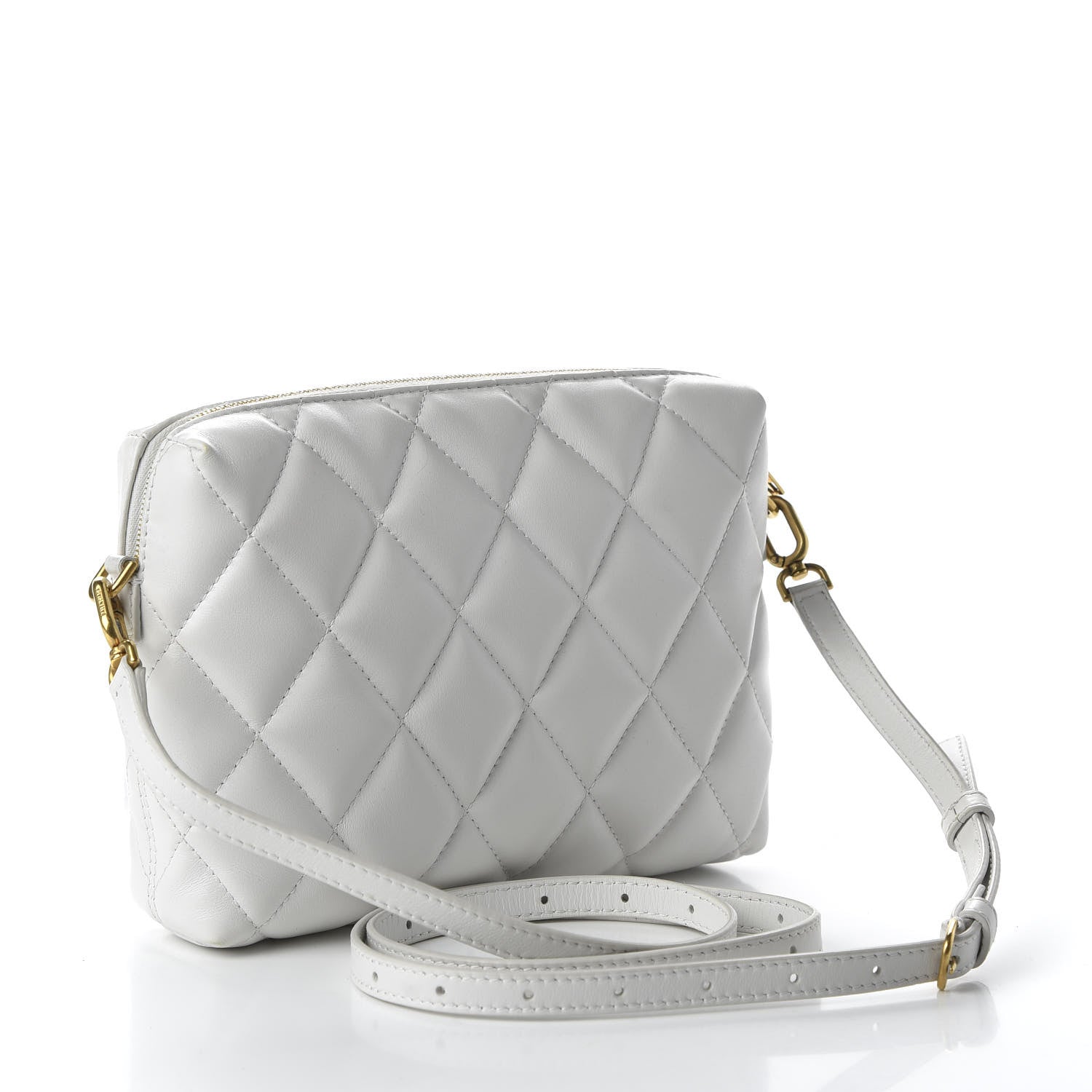 Balenciaga Nappa Calfskin Quilted Touch B Camera Shoulder Bag White 3 of 9