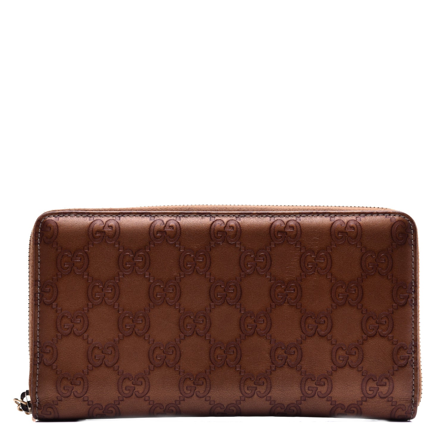 Gucci Metallic Guccissima Twins Zip Around Organizer Wallet Bronze 1 of 14