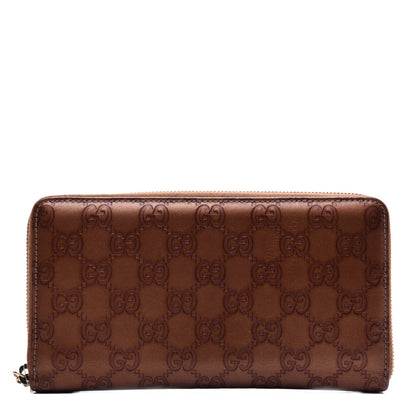 Gucci Metallic Guccissima Twins Zip Around Organizer Wallet Bronze 1 of 14