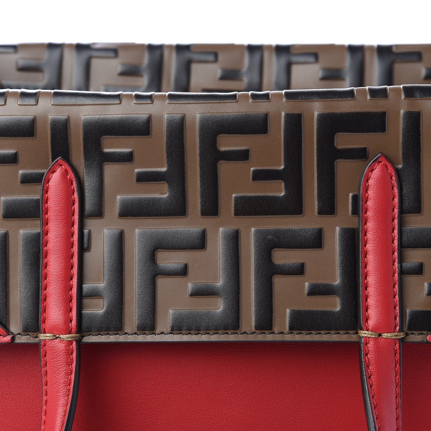 Vitello Grace Bi-Color FF 1974 Embossed Flip Tote Fragola Maya Black