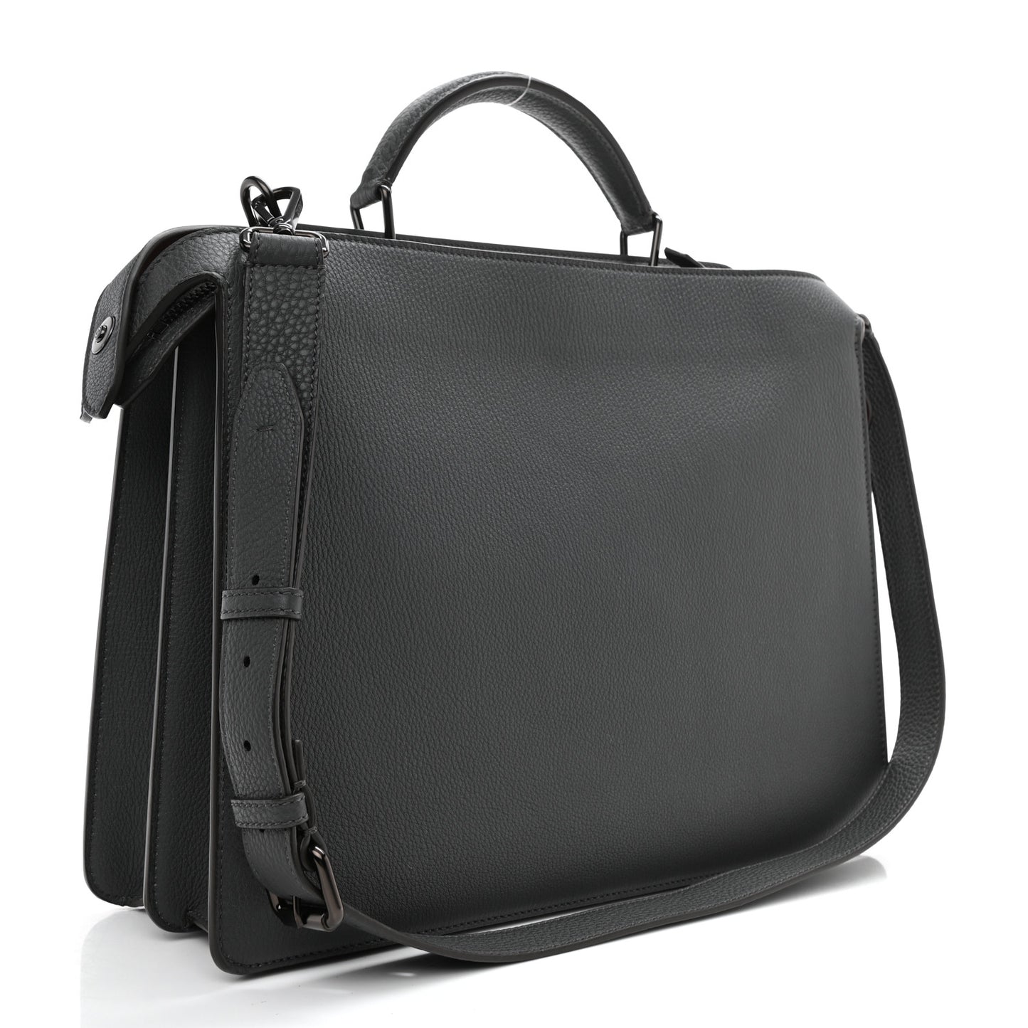 Cuoio Romano Vitello Cover Glazed Fabric Bi-Color FF 1974 Medium Peekaboo I SEE U Satchel Asfalto Praline Tobacco Moro