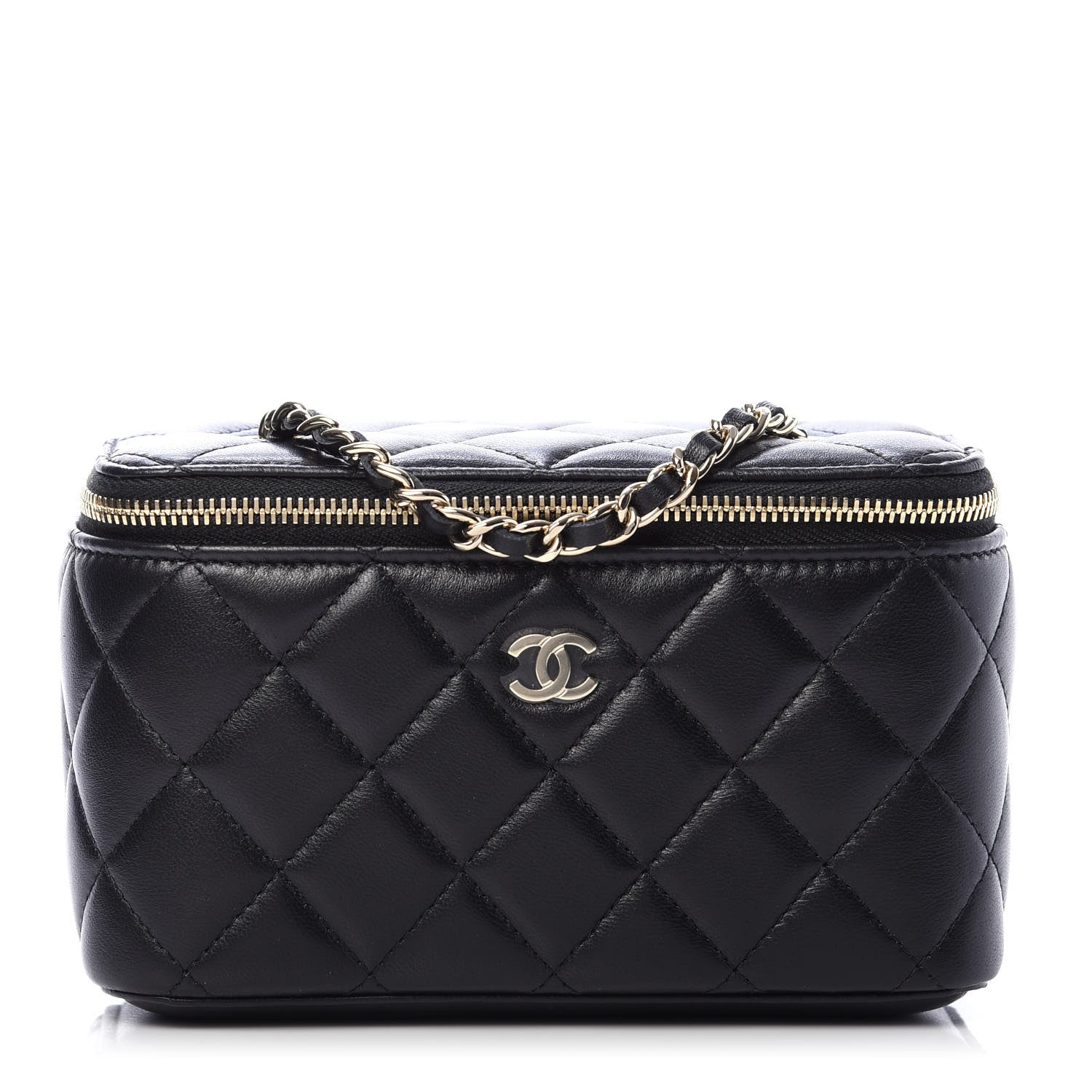 Chanel Lambskin Quilted Small Vanity Case With Chain Black 1 of 11