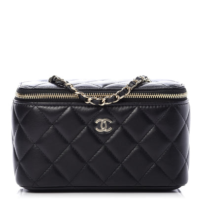 Chanel Lambskin Quilted Small Vanity Case With Chain Black 1 of 11