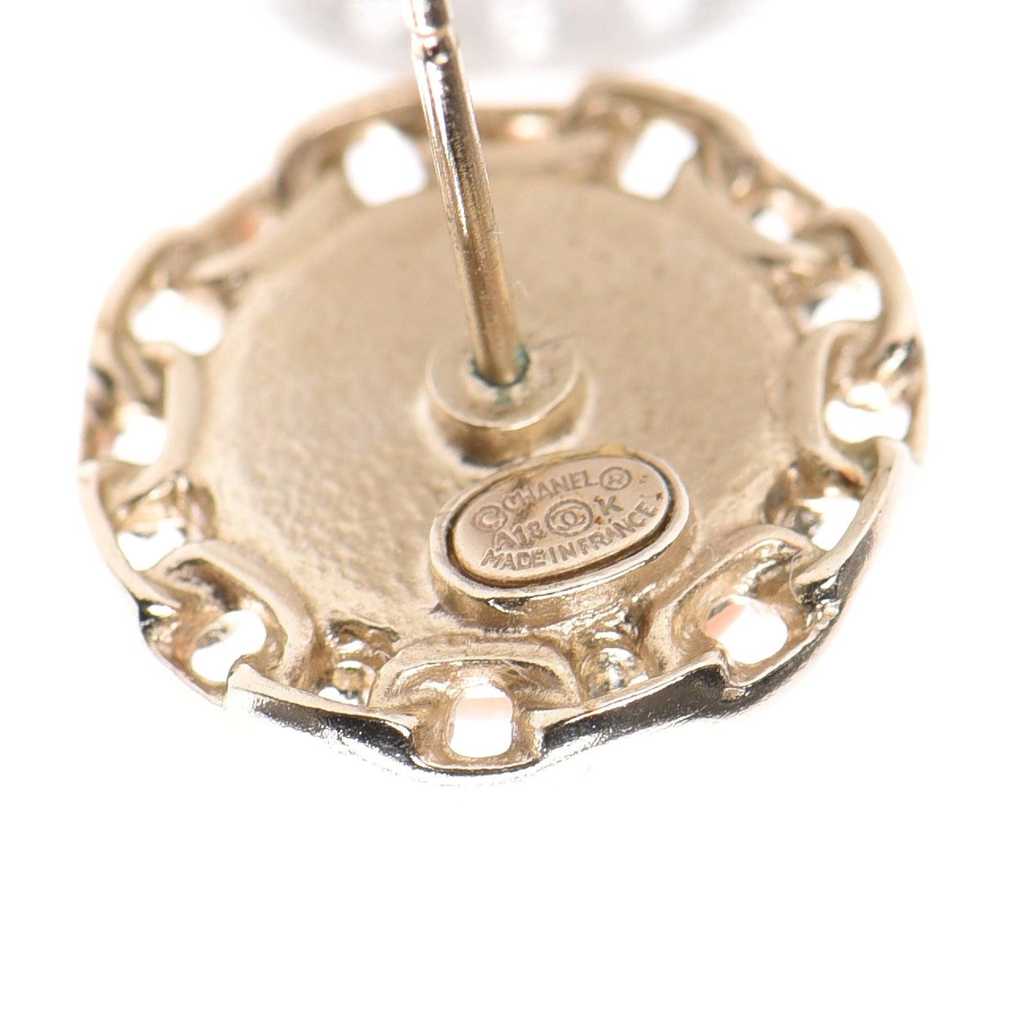 Resin Chain CC Round Earrings Gold Pink