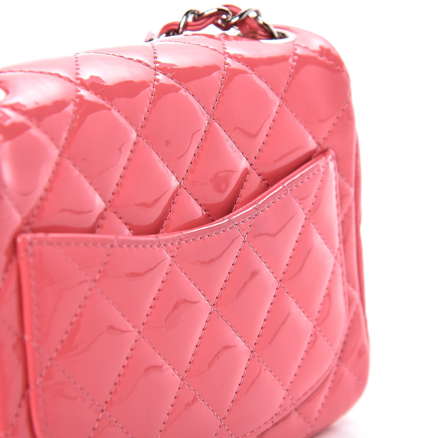 Chanel Patent Quilted Mini Square Flap Pink 11 of 11