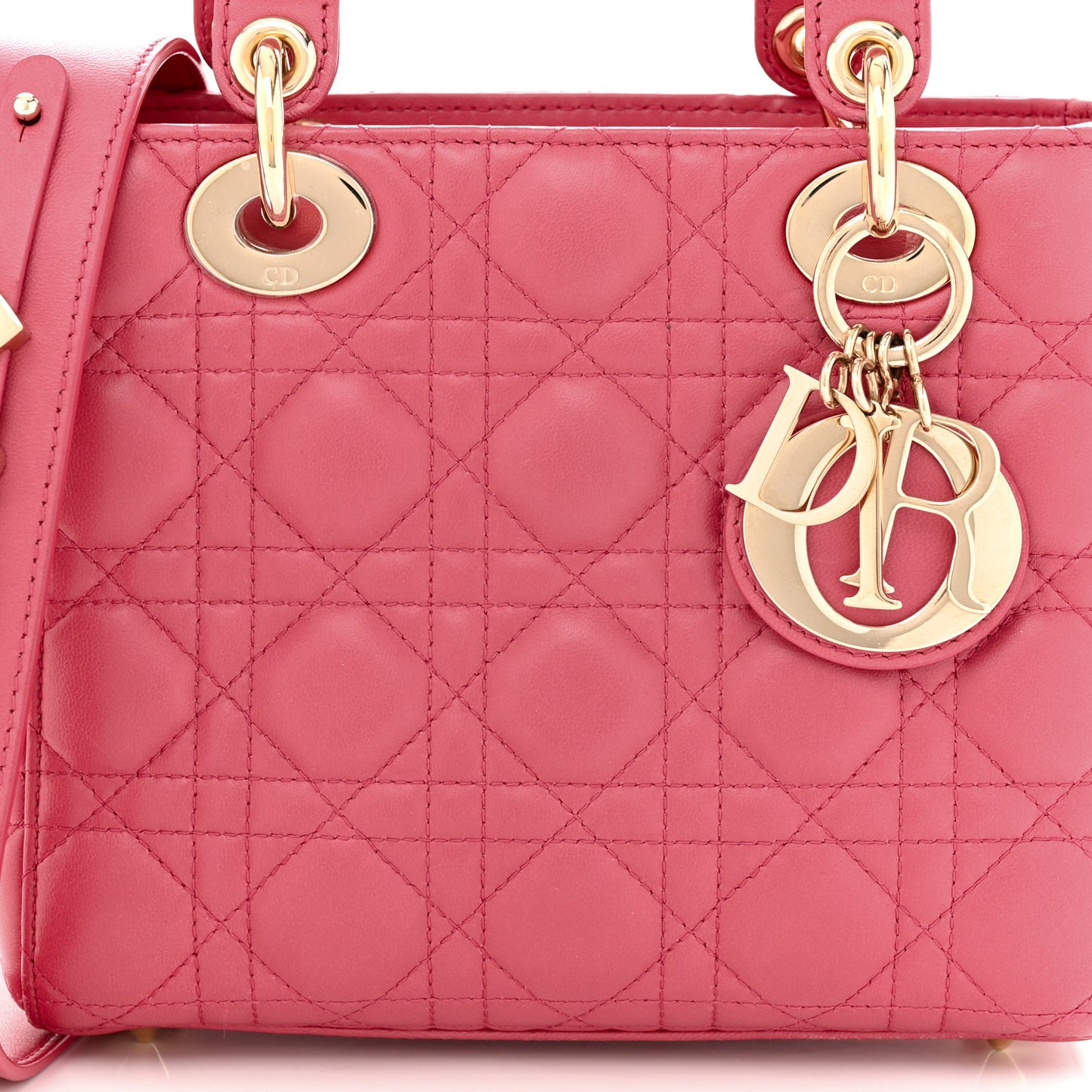 Lambskin Cannage Small My ABCDior Lady Dior Coral