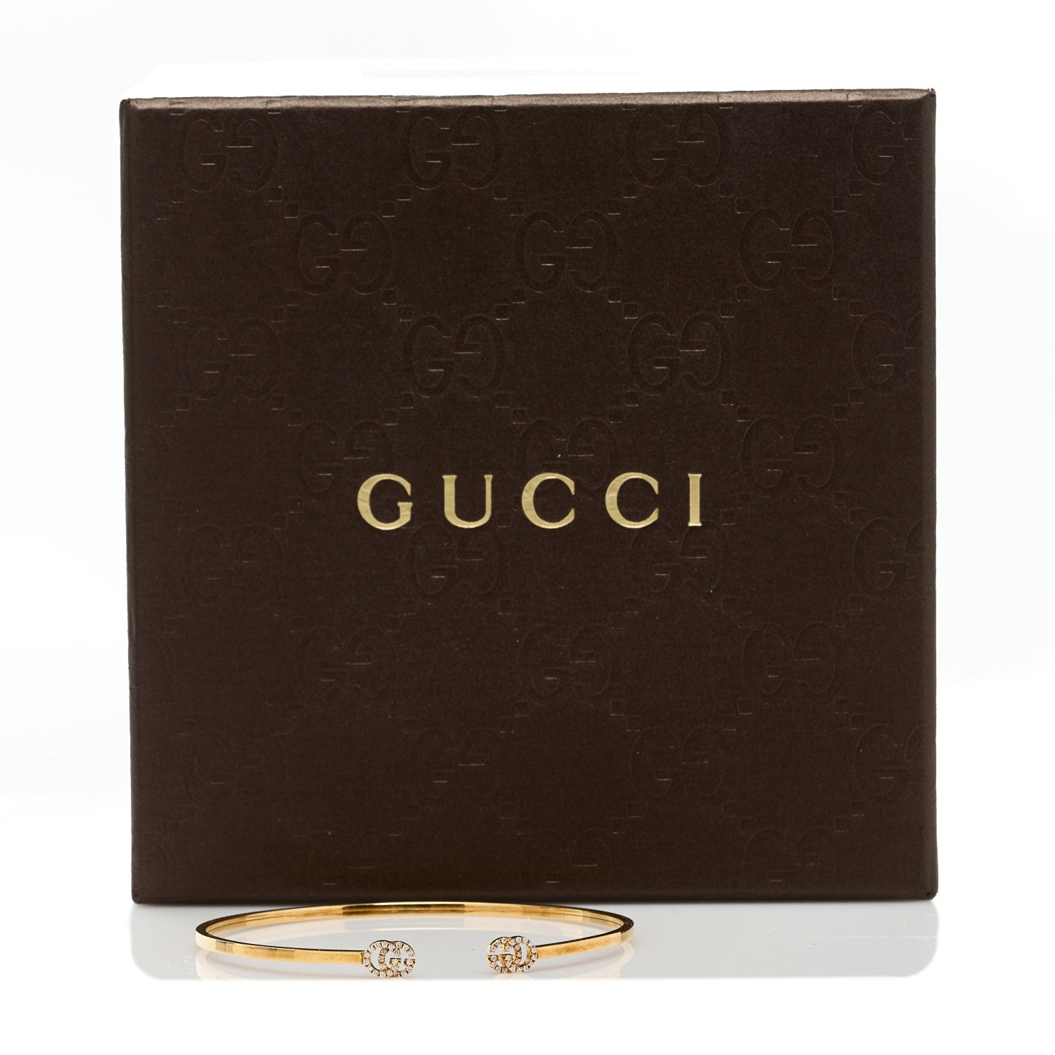 Gucci 18K Yellow Gold Diamond GG Running Cuff Bracelet 5 of 5