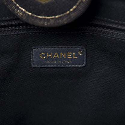 Chanel Lurex Canvas Medium Deauville Tote Navy Blue Gold 9 of 12