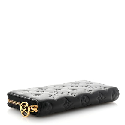 Louis Vuitton Lambskin Embossed Monogram Coussin Zippy Wallet Black 4 of 6