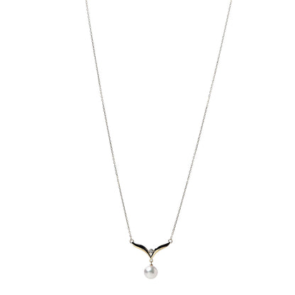 Mikimoto 18K Yellow Gold Diamond Akoya Pearl 7.5mm Pendant Necklace 1 of 7