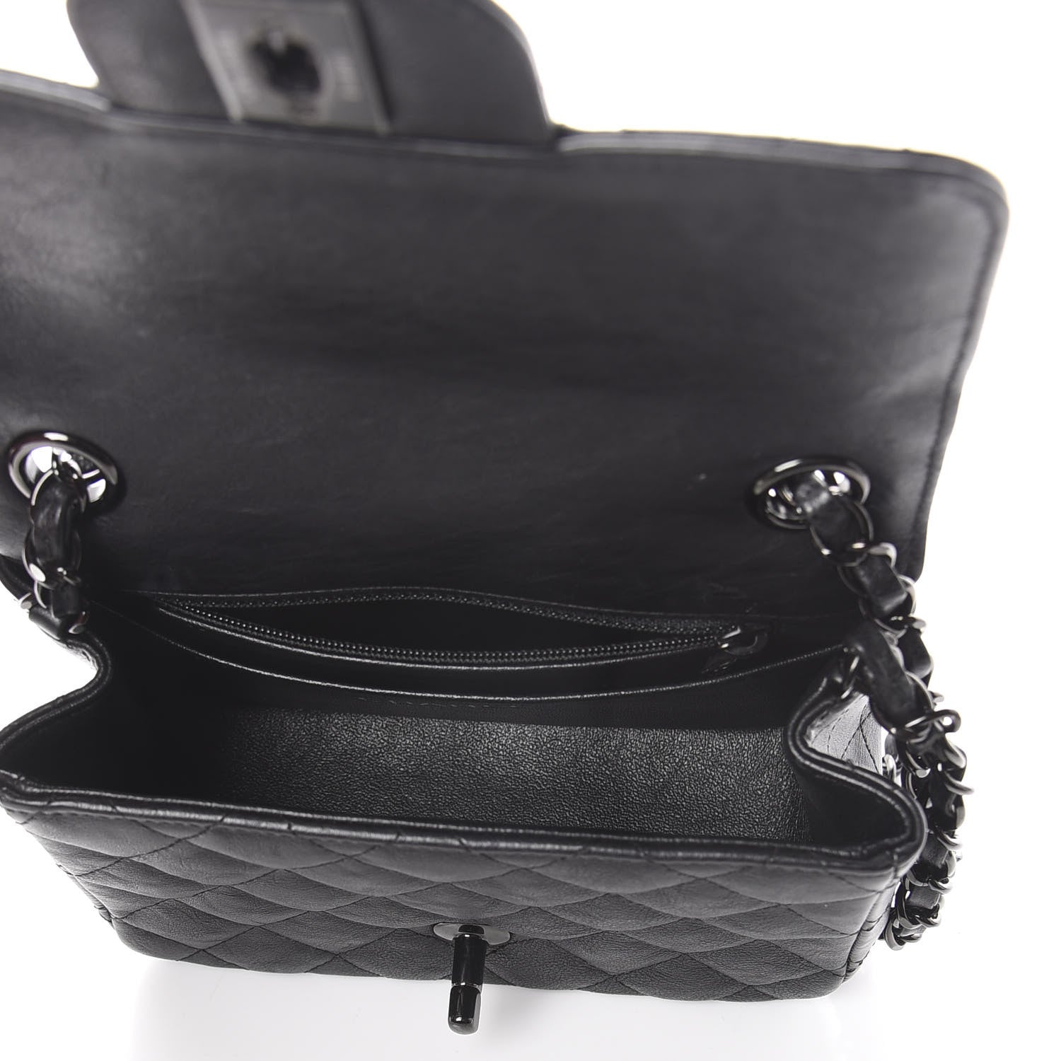 Chanel Crumpled Calfskin Quilted Mini Square Flap So Black 4 of 8