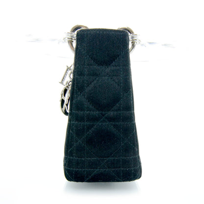 Christian Dior Satin Swarovski Crystal Cannage Mini Lady Dior Black 6 of 11