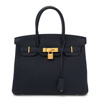 Hermes Togo Horseshoe Birkin 30 Bleu Nuit Black 1 of 9