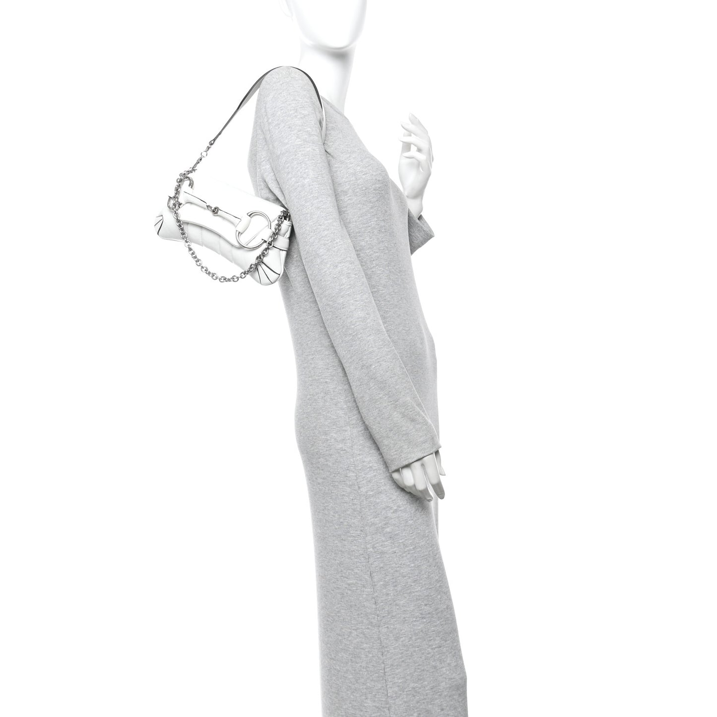 Nappa Vertical Matelasse Small Maxi Horsebit Chain Shoulder Bag Great White
