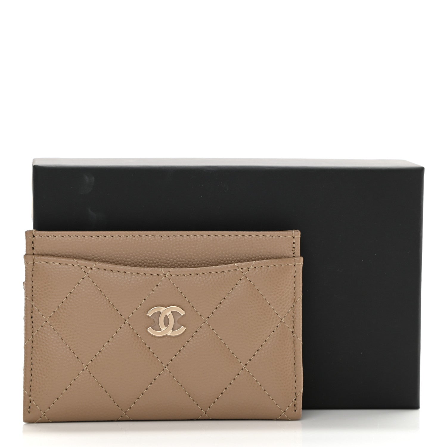 Chanel Caviar Quilted Card Holder Dark Beige 9 of 9