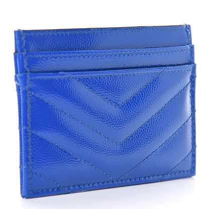 Saint Laurent Patent Grain De Poudre Matelasse Monogram Credit Card Case Blue Majorelle 3 of 8
