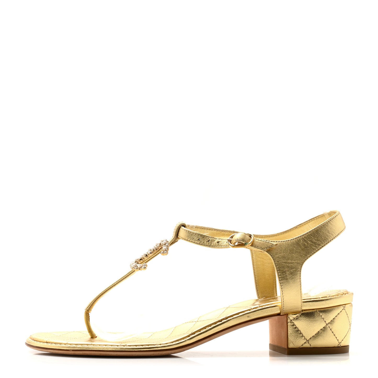 Goatskin Fantasy CC Pearl Thong Sandals 41 Gold