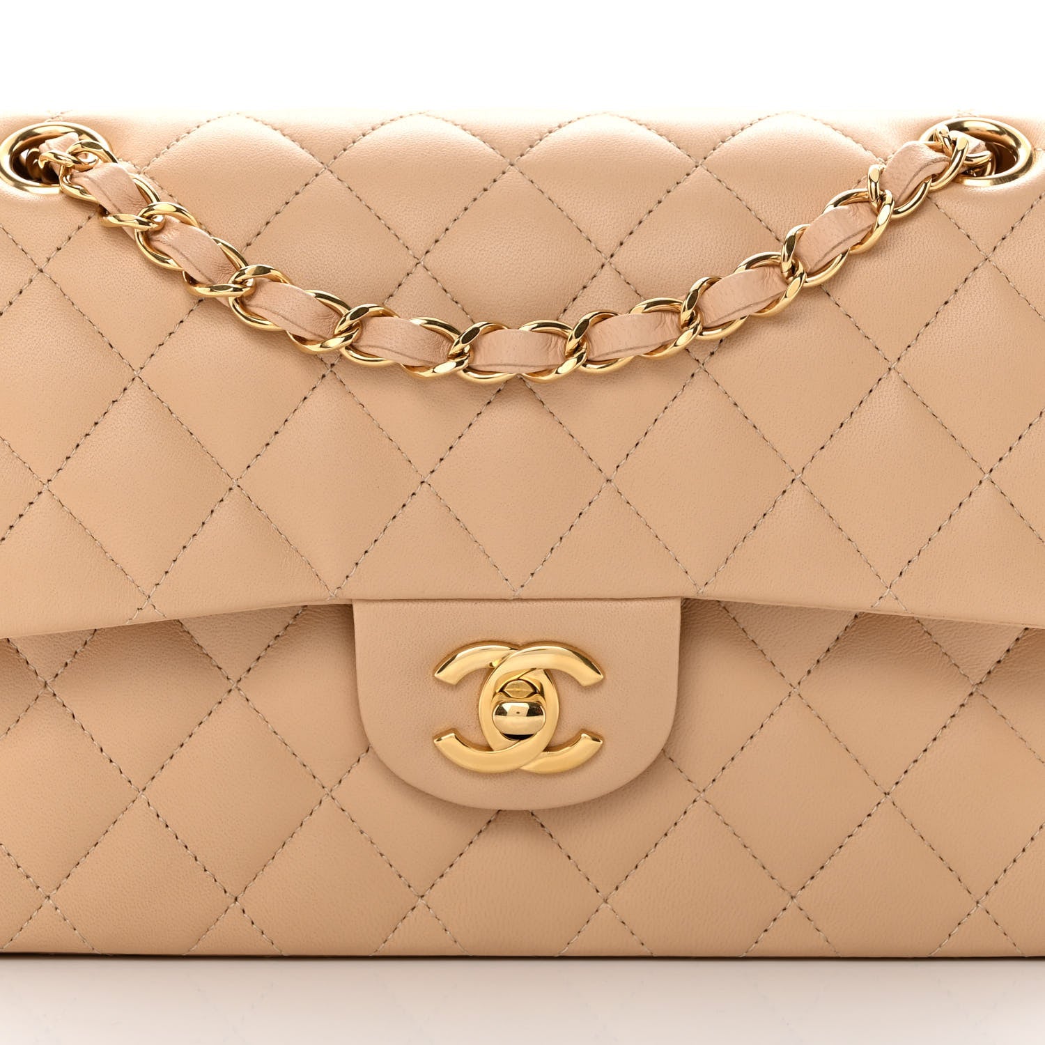 Chanel Lambskin Quilted Small Double Flap Beige 8 of 12