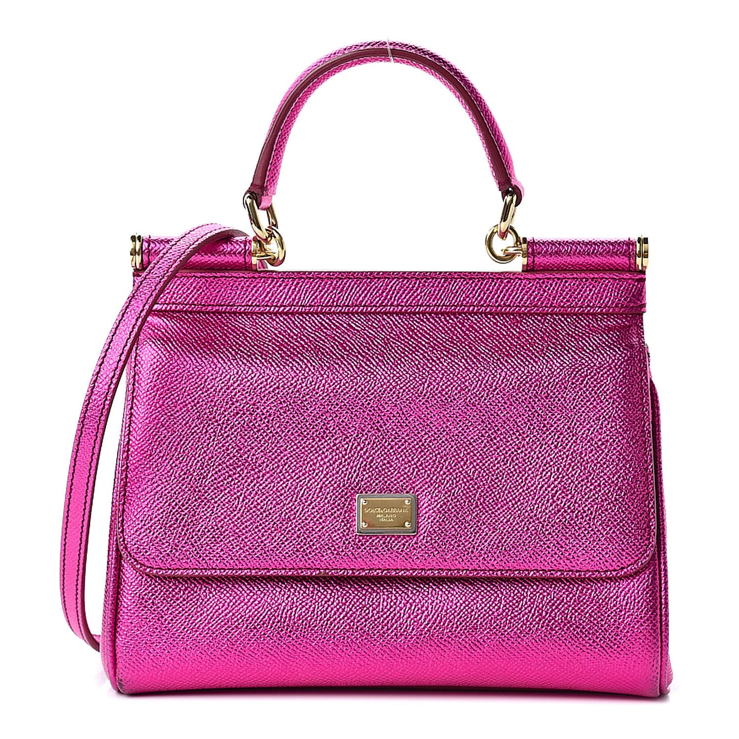 Metallic Dauphine Small Miss Sicily Satchel Pink