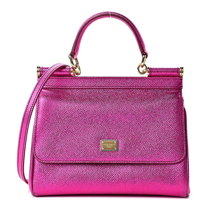 Dolce & Gabbana Metallic Dauphine Small Miss Sicily Satchel Pink 1 of 11