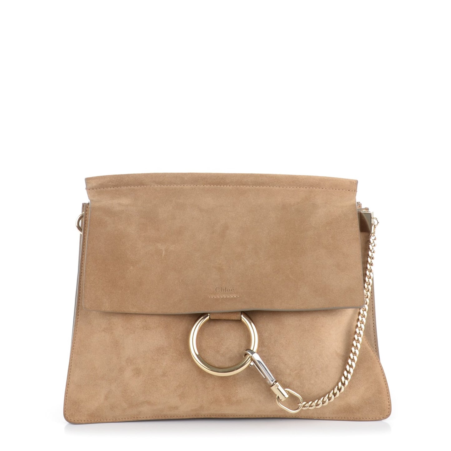 Suede Medium Faye Shoulder Bag Desert Beige
