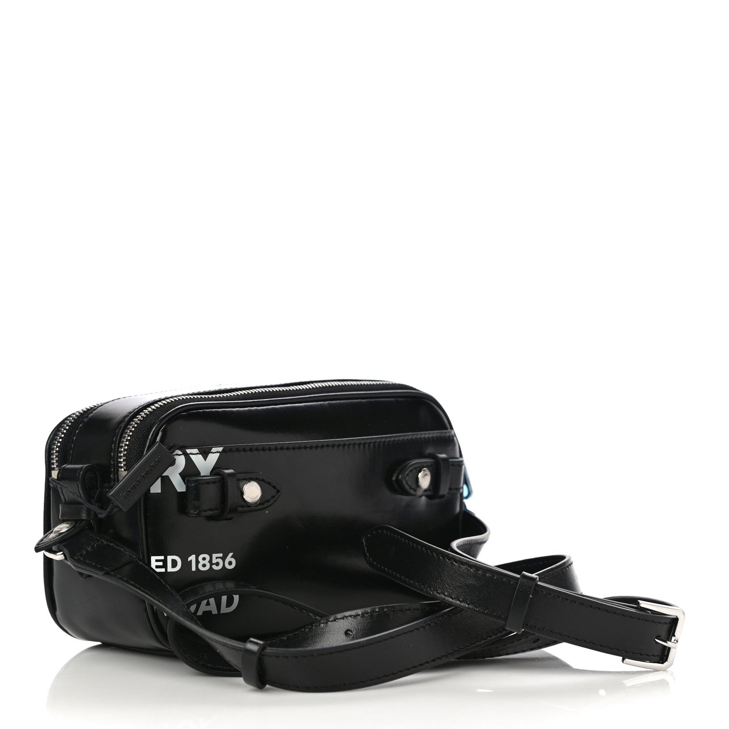 Coated Canvas Horseferry Print Micro Camera Bag Black