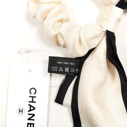 Chanel Silk Twill Hair Tie Ivory Black 3 of 3