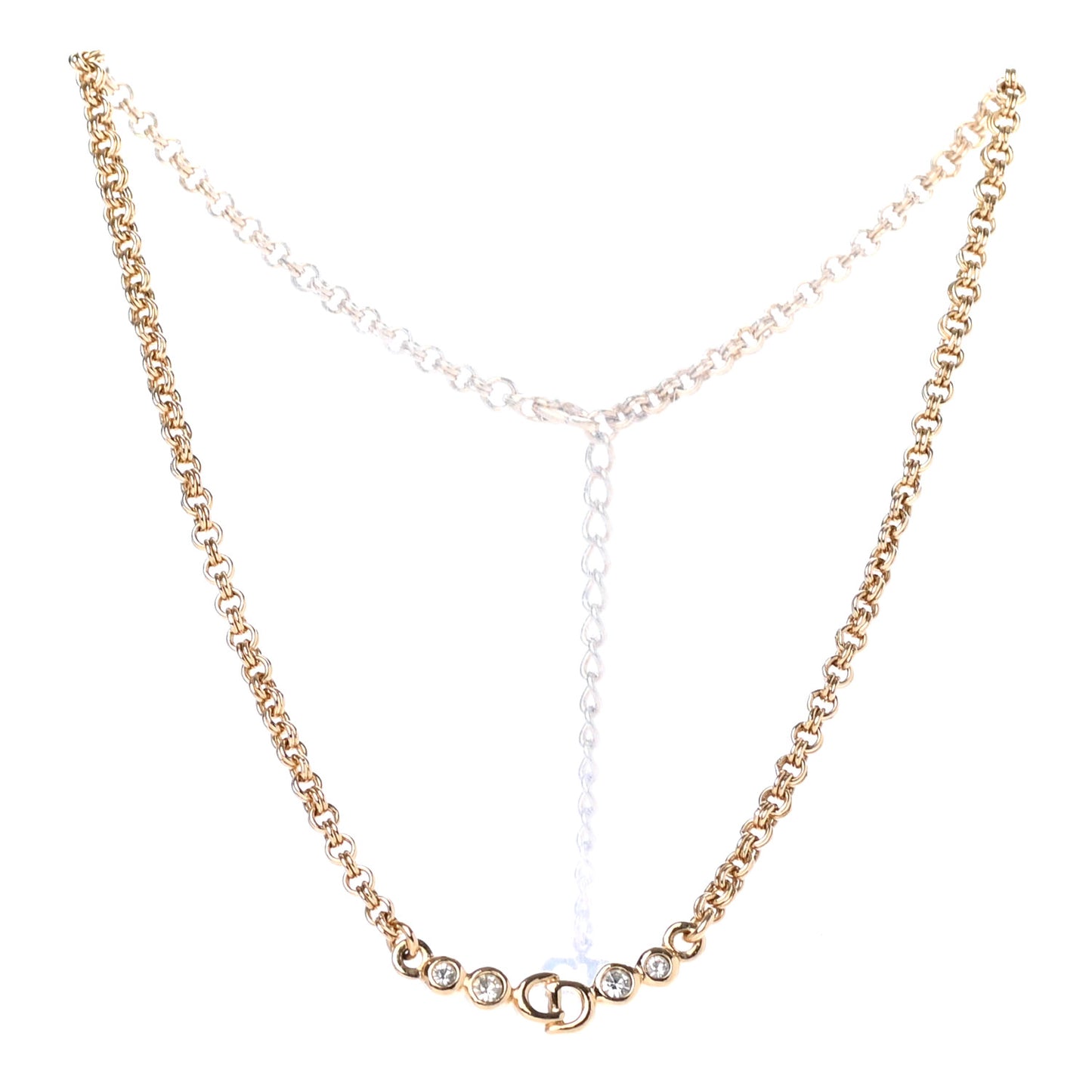 Crystal Chain Necklace Gold