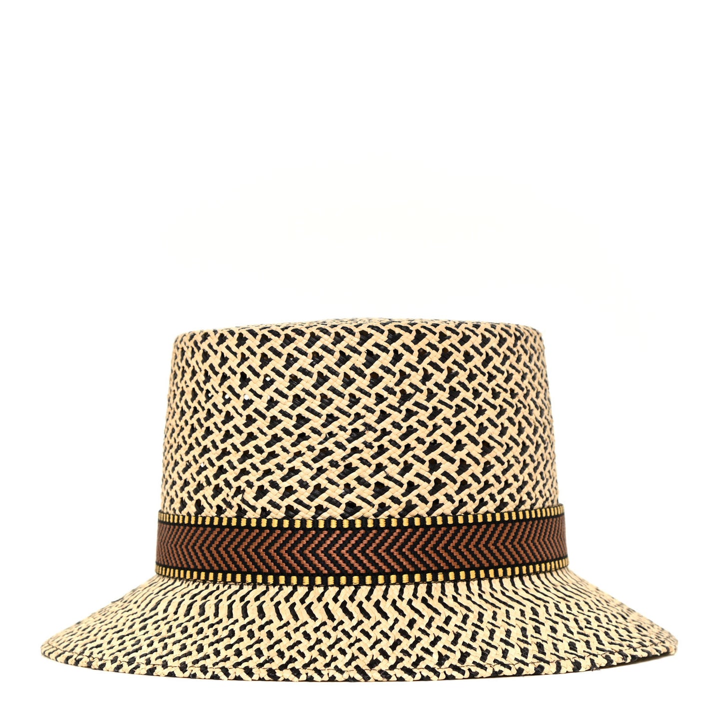 Straw Adele Panama Hat 59 Black Naturel Marron Jaune
