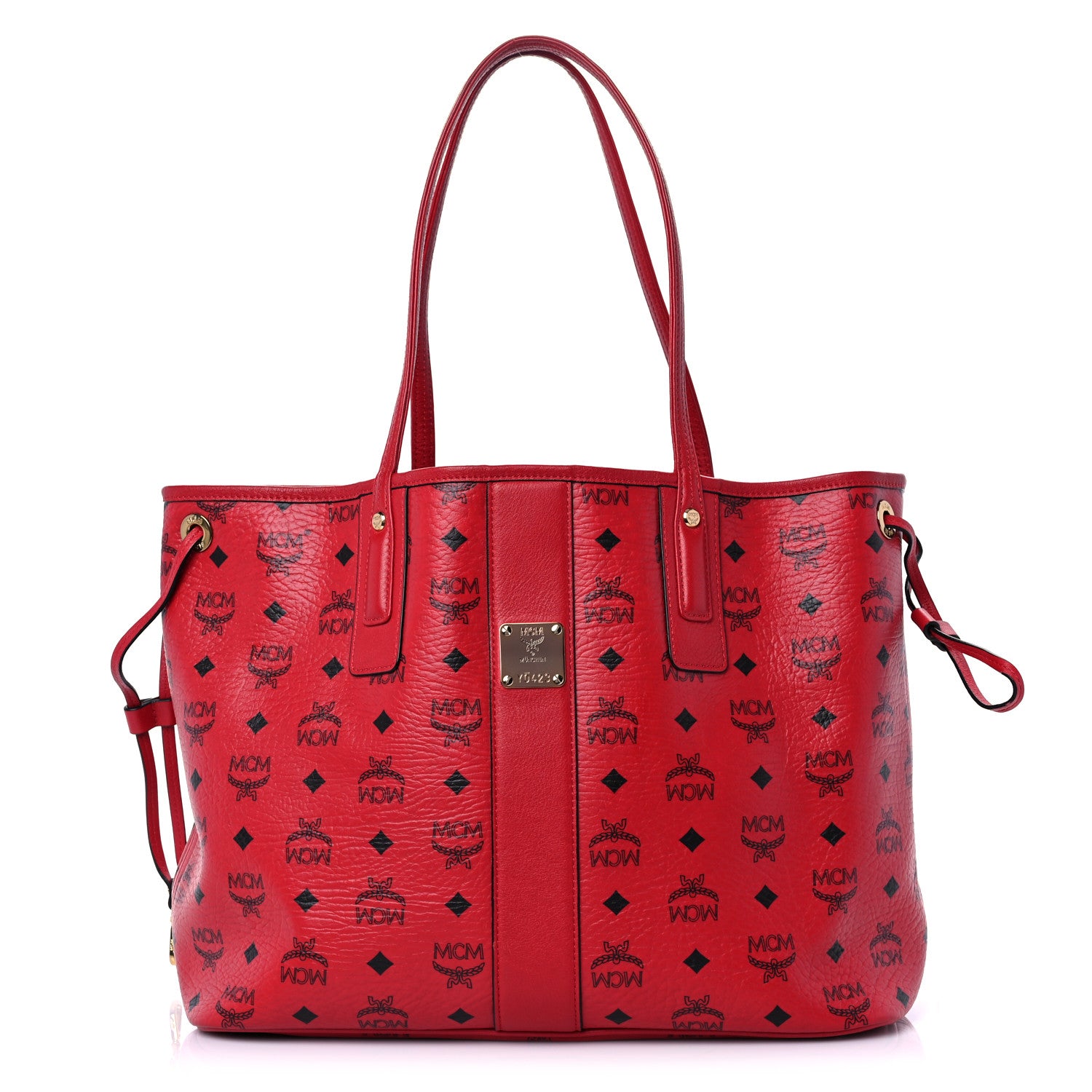 MCM Visetos Medium Liz Reversible Shopper Tote Ruby Red 1 of 16