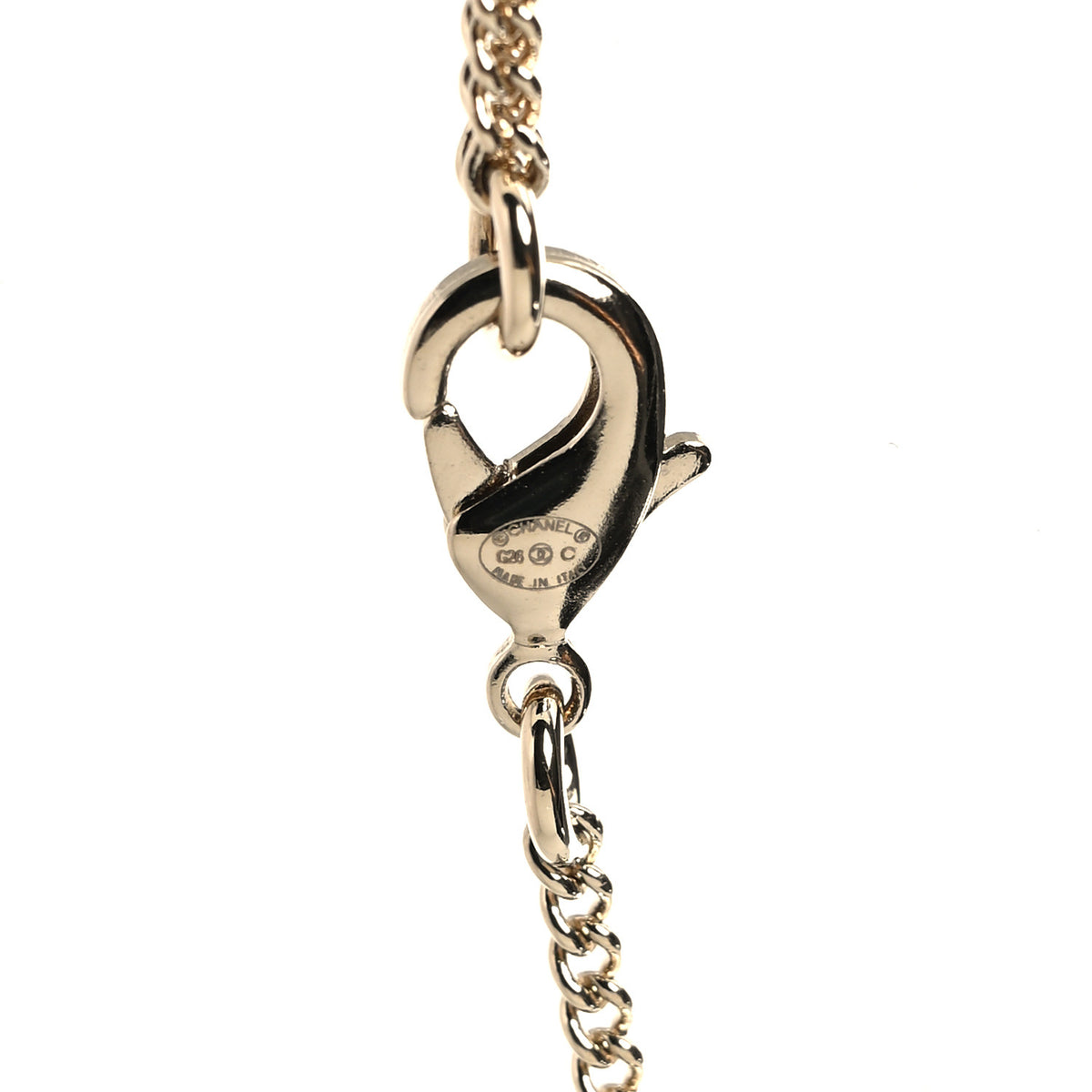 Chanel Metal Crystal Pearl Deer Pendant Necklace Green Black Gold 4 of 5