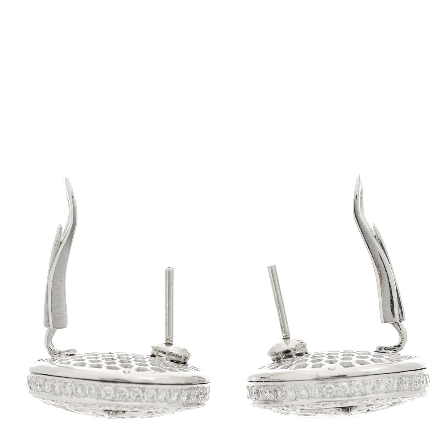 18K White Gold Diamond Sapphire Swirl Earrings