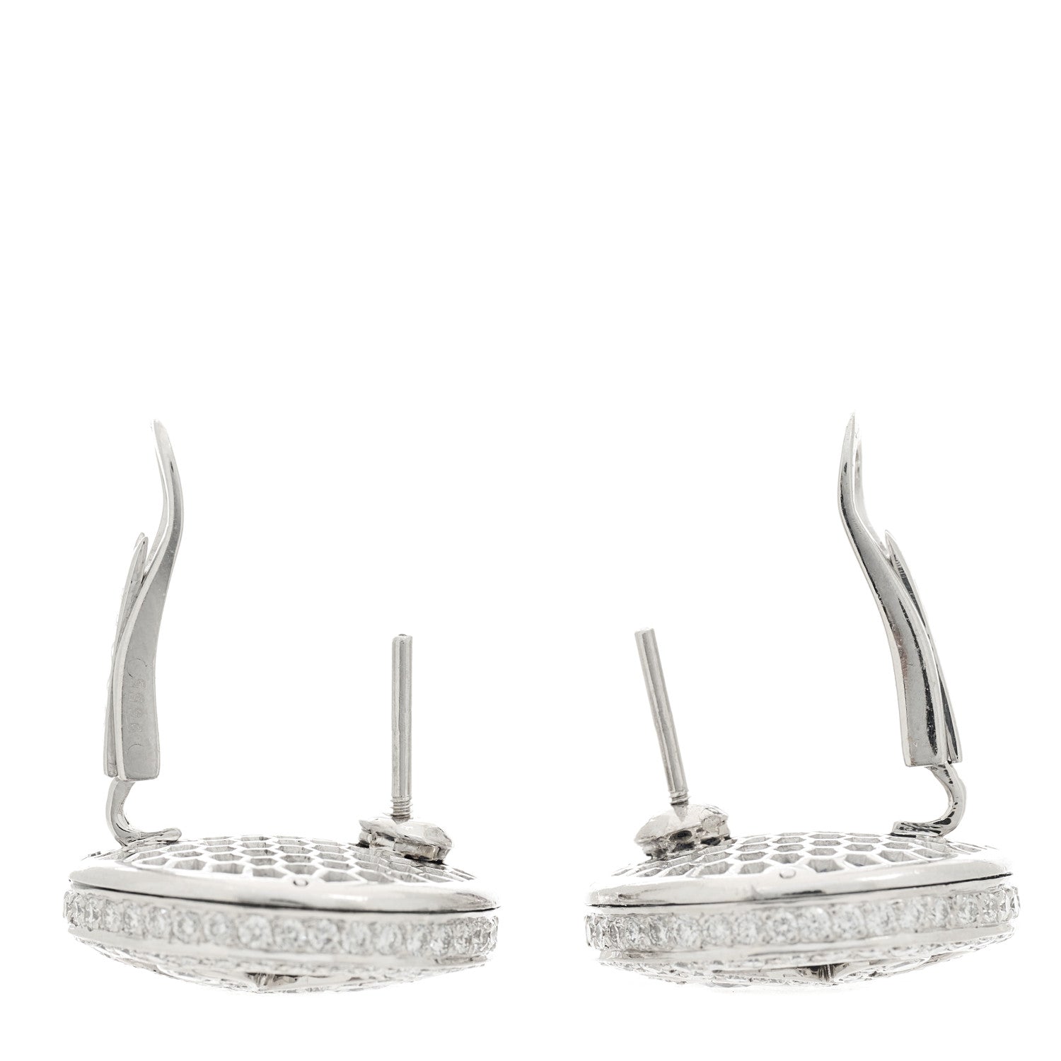 Graff 18K White Gold Diamond Sapphire Swirl Earrings 3 of 4