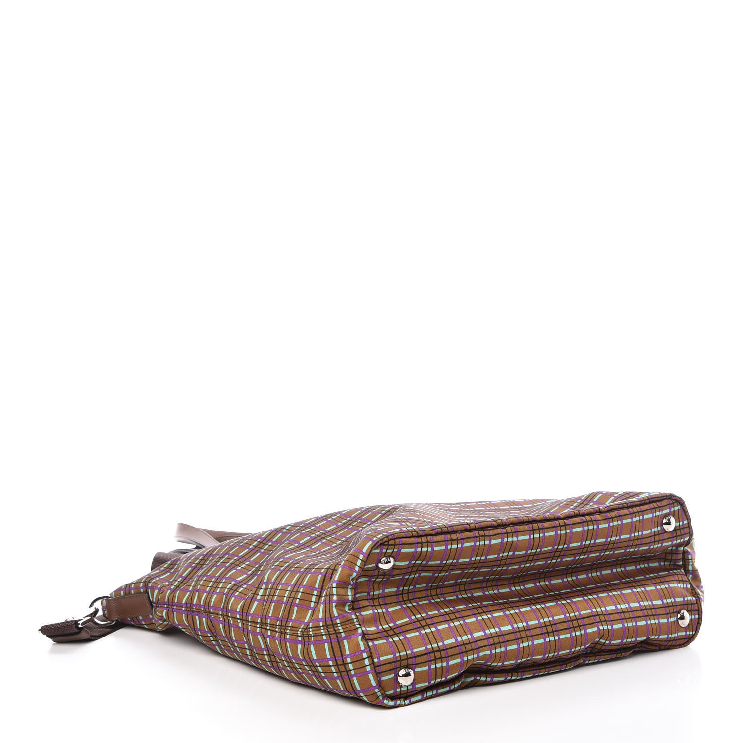 Prada Tessuto Stampato Nylon Saffiano Check Print Tote Viola 5 of 10