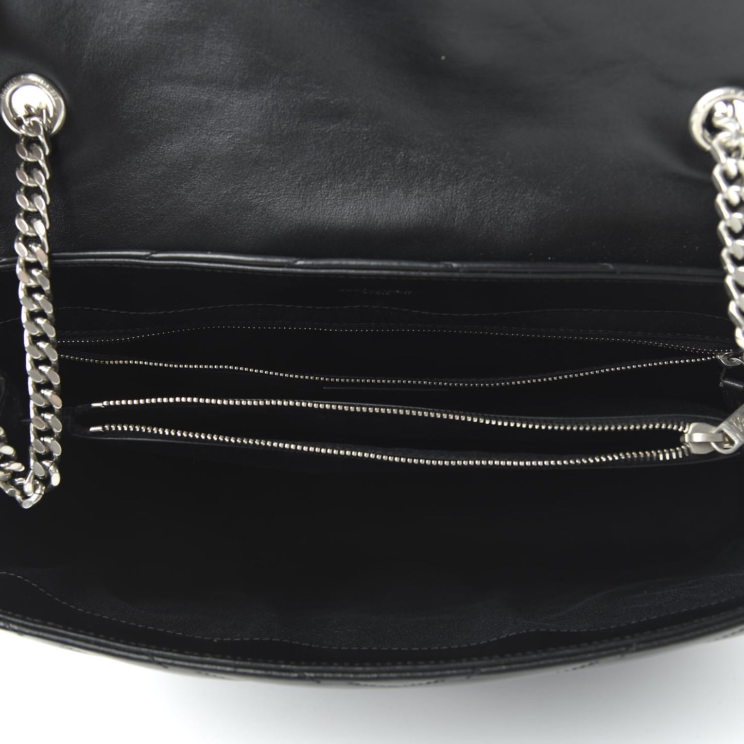 Calfskin Y Quilted Monogram Large Loulou Chain Satchel Black